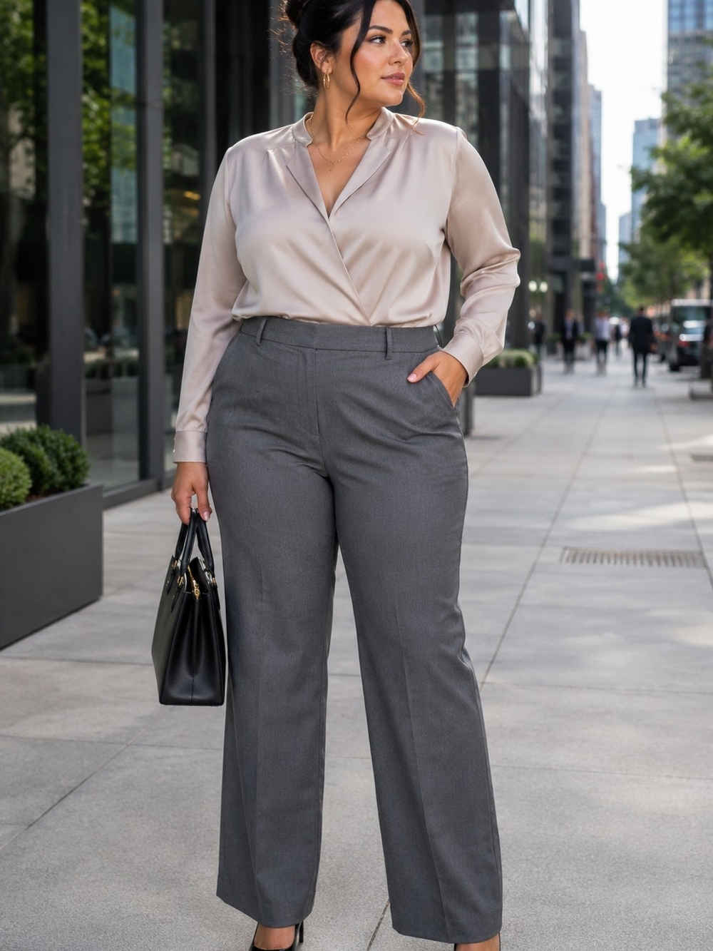 Lane Bryant Charcoal Gray Bootcut Trousers